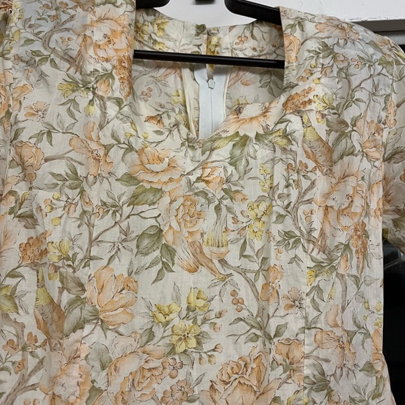 Vintage Homemade Cottagecore Floral Puff Sleeve Sweetheart Neck Tea Length Dress - Picture 3 of 7